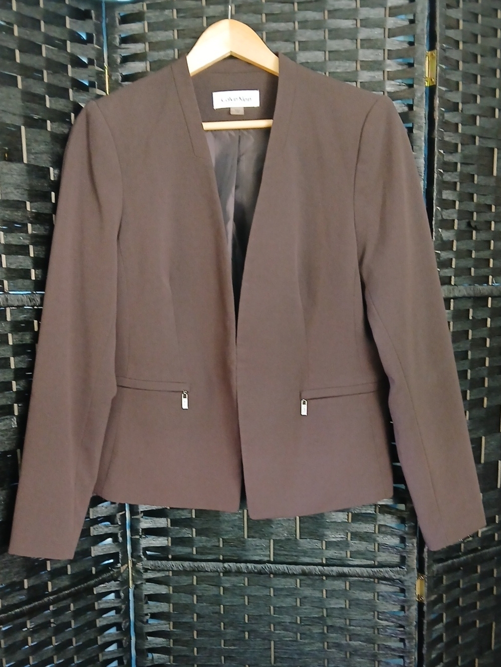 Calvin Klein Women's Dark Chocolatr Brown Suit Blazer Womens SZ 14P